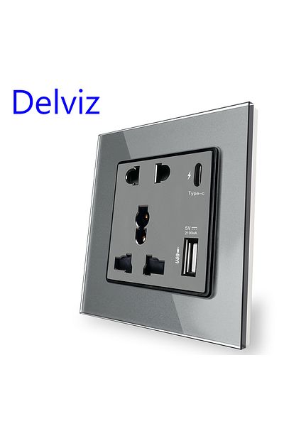 DELVIZ Gray (TYPE-C USB) With Type C Port Socket,18w 4000ma Smart Quick Charge Dual Interface Output