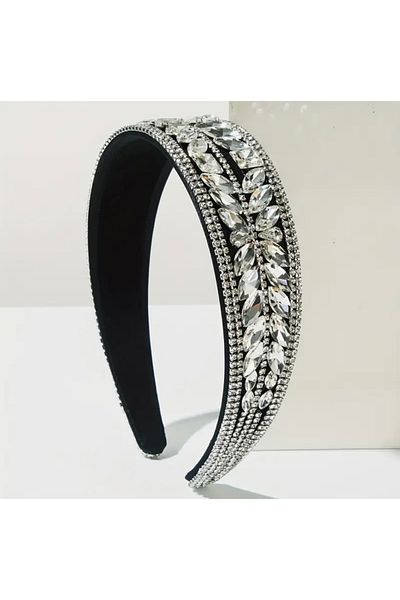 Özlem Lightly Bombaceous Velvet Ful Stone Luxury Black Female Hair Accessory Crown