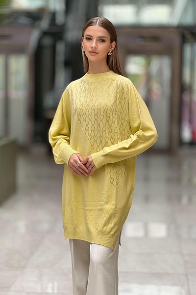 Ghisa Turtleneck Heart Jewelled Knitwear Tunic