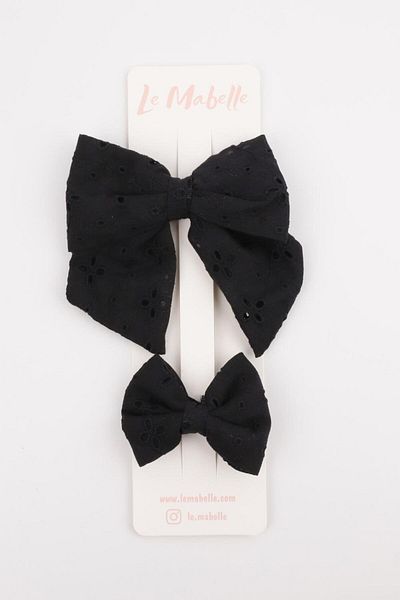 Le Mabelle Set de catarame cu fundita neagra pentru mama fiica