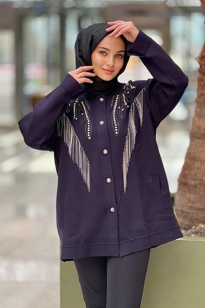 Ghisa Jewelled Chain Tasseled Knitwear Cardigan