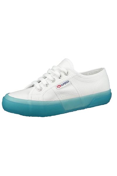 Superga Damen Schuhe Sneaker Cotutransparentsole 2750 Weiß White Blue Lt Crystal