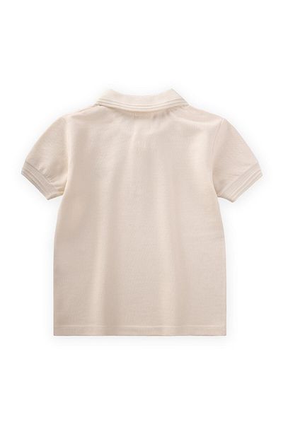 Cigit Embossované tričko Polo Neck 2-10 Years Ecru