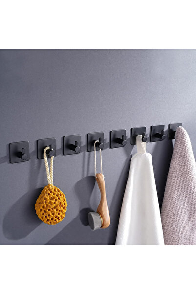 Primo Plus 4-Piece Stainless Steel Coat And Robe Hook Black 4.5x4.5x2.6cm