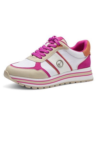 Tamaris Damen Low Sneaker 1-23727-42 Mehrfarbig 595 Fuxia Comb Lederimitat/ Textil