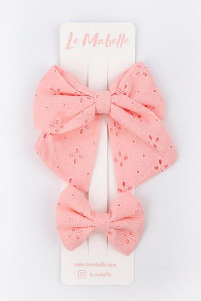Le Mabelle Salmon Scallop Bow Buckle Set for Mother and Daughter