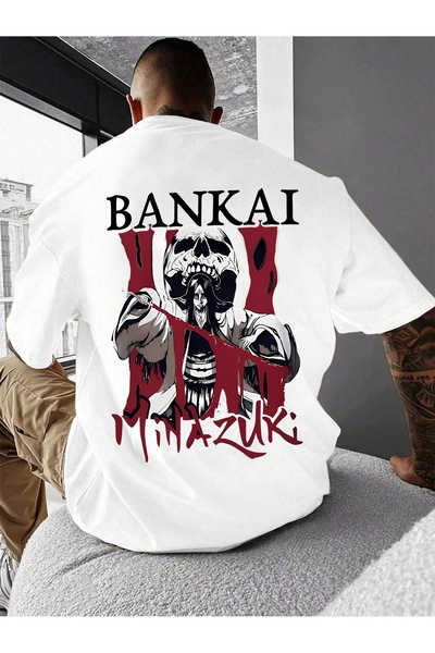 ship master Tricou unisex cu design anime de supradimensionat de ani, cu textul „Bankai Minazuki”.