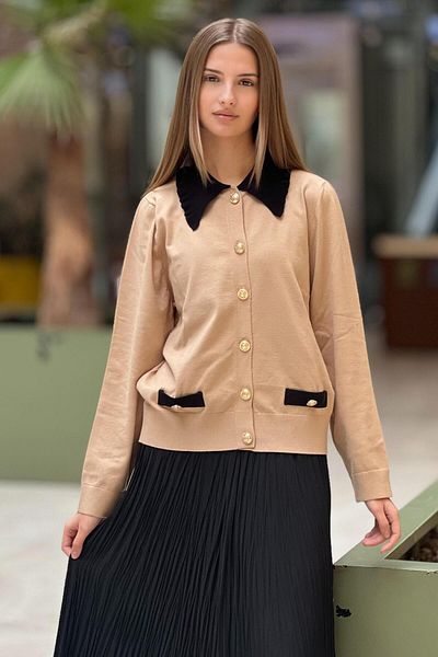 Ghisa Collared Short Knitwear Cardigan