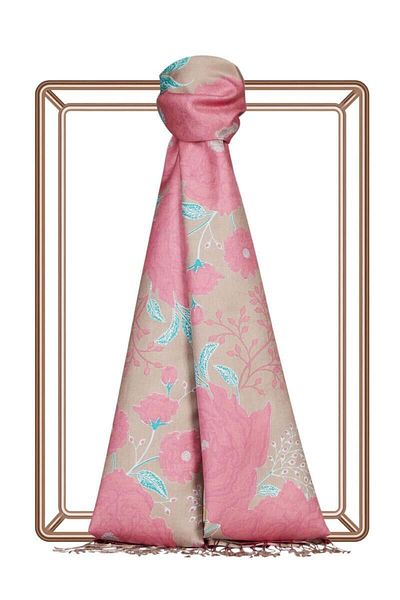 ipekevi 8251 Model Rosa Patterned Silk Shawl - İpekevi