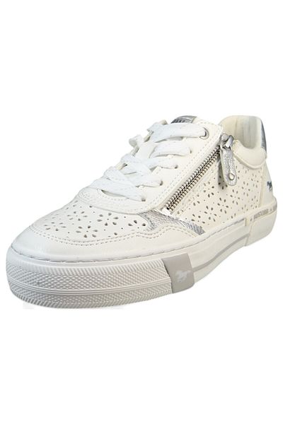 Mustang Damen Low Sneaker Low Top 1353310 Weiß 283 Ice/silber Kunstleder