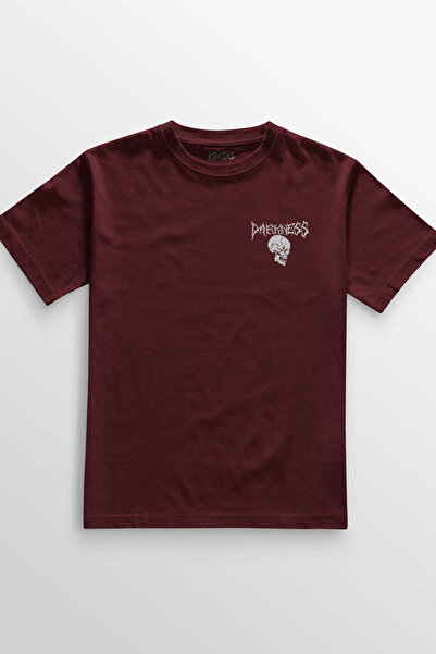 Kretas Burgundy majica Darkness Skull Luther Gothic Skull Minimal Front Unisex