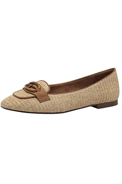 Tamaris Damen Klassische Ballerina 1-22144-44 Braun 318 Nature Leder Und Textil Antislide Absatz