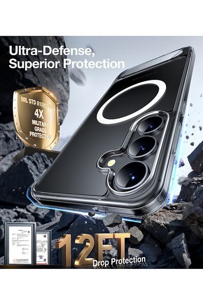 TORRAS حامل مغناطيسي قوي بدون درزات لجراب Samsung Galaxy S25، MagSafe، شفاف ماسي مضاد للاصفرار