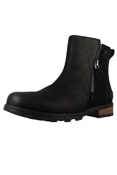 Sorel Damen Leder Stiefelette Emelie Zip Bootie Black Schwarz Nl3502-010