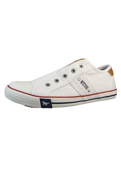 Mustang Damen Low Sneaker Slip On Low Top 1099409 Weiß 1 Weiss Leinen