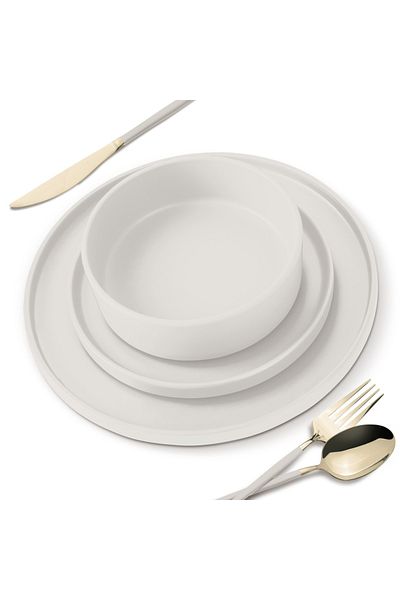 Berlinger Haus 18-piece Sahara Plate Set Bh 10005, Ceramic, Cream
