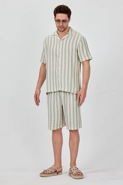 Cosplay Shirt Shorts Men's Two Piece Suit Striped