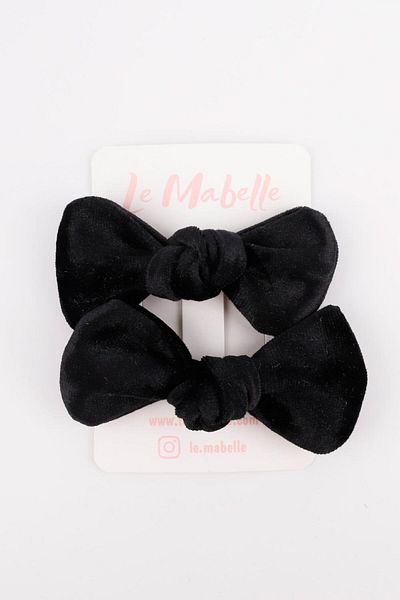 Le Mabelle Black 2-Piece Velvet Girl's Clip Buckle