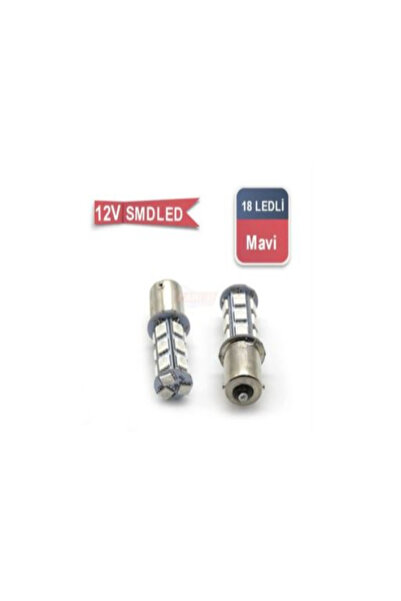 Carub 18 Ledli Mavi Çakarlı P21w 93 Tek Duy Stop Sinyal Ampülü