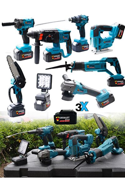 Germany Style Pro-Qt 3 Akülü 8'li Süper Set Taşlama-Matkap-Kırıcı-Bijon Sökme...