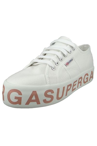 Superga Damenschuhe-sneaker S111trw 2790 Cotw Glitterlettering Textil Weiß A01 White Bronze