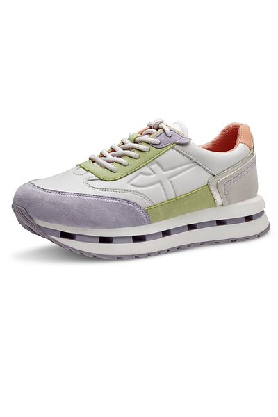 Tamaris Damen Low Sneaker Low Top 1-23716-42 Weiß 539 Lilac Comb Lederimitat/ Textil Mit Removable Sock