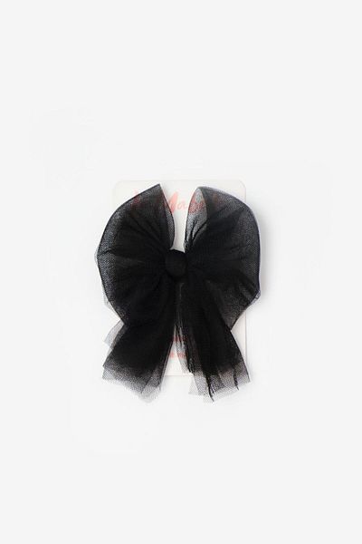 Le Mabelle Girl's Black Tulle Bow Clip - Buckle