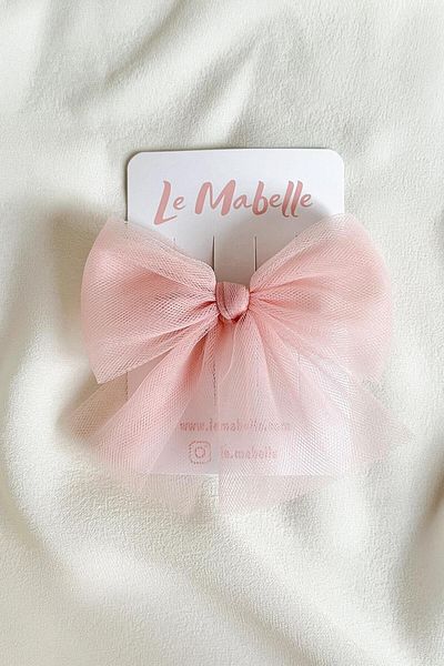Le Mabelle Powder Tulle Bow Girl Child Clip Buckle