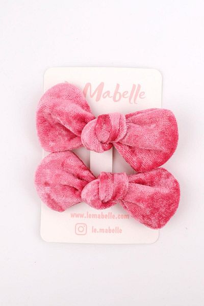 Le Mabelle Pink 2-Piece Velvet Girl's Clip Buckle