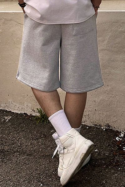 Tarz Cool Ανδρικό γκρι καλοκαιρινό μονόχρωμο Basic casual φαρδύ σορτς