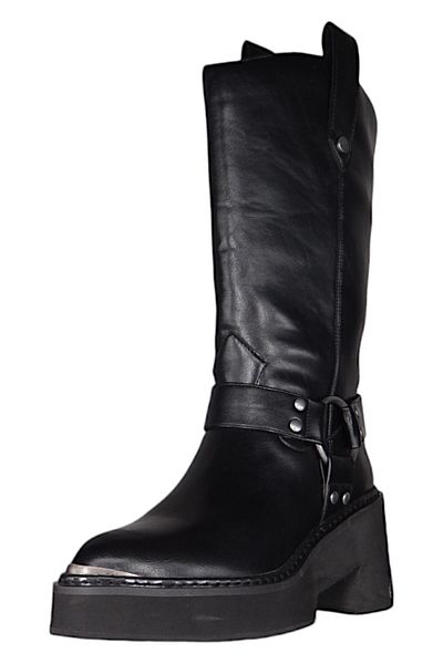Buffalo Damen Elegante Stiefel Bull Biker Hi 1220057 Schwarz Black Kunstleder