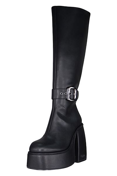 Buffalo Damen Elegante Stiefel Heart Bootie Hi Buckle 1220060 Schwarz Black Kunstleder