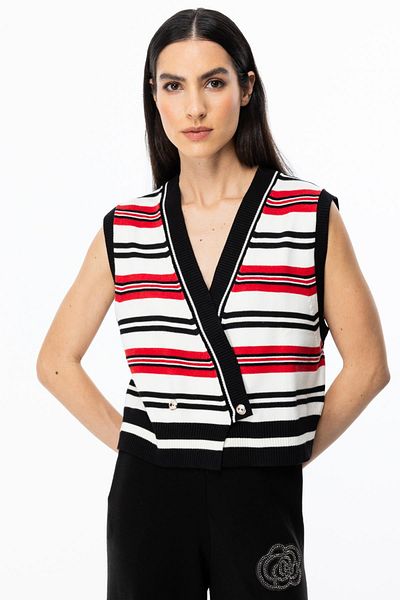 ON Fashi Double Breasted Striped Sweater Cardigan