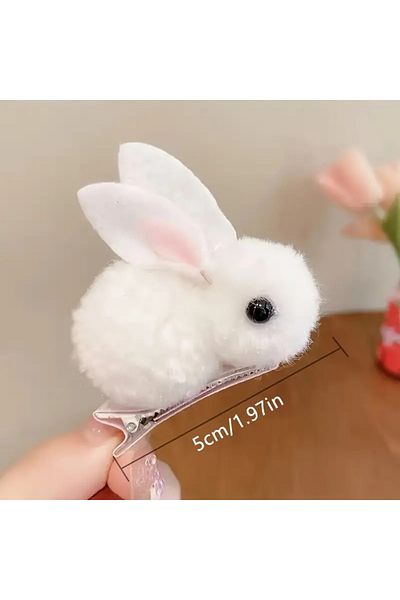 Dodemert Home 2 Pieces Pink Cute Plush Rabbit Hair Clip