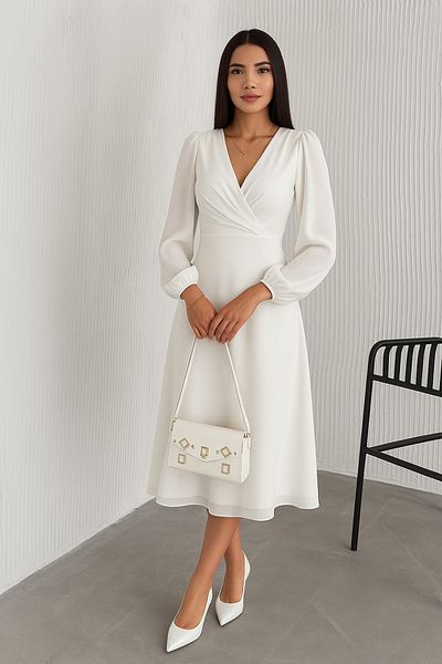 Neşeli Butik γυναικείο φόρεμα σιφόν με λευκή επένδυση NBK30281