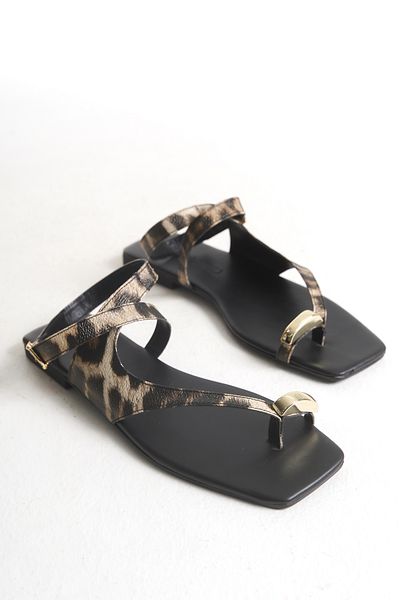 Shoesers Women's Special Design Flat Bottom Asymmetrical Strap Sandals with Flip Flops Accessories