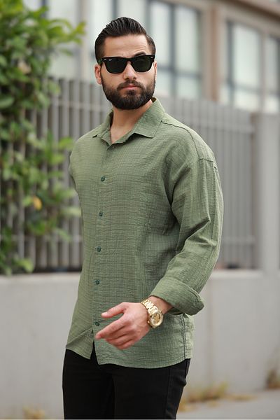 BASEL.CO Men's Premium Oversized Basic Linen Mixed Old Money Casual Shirt