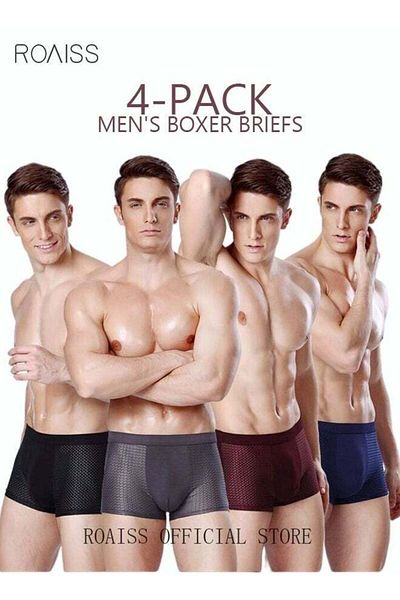 ROAISS 4 Pack Men's Mesh Shorts Briefs Set
