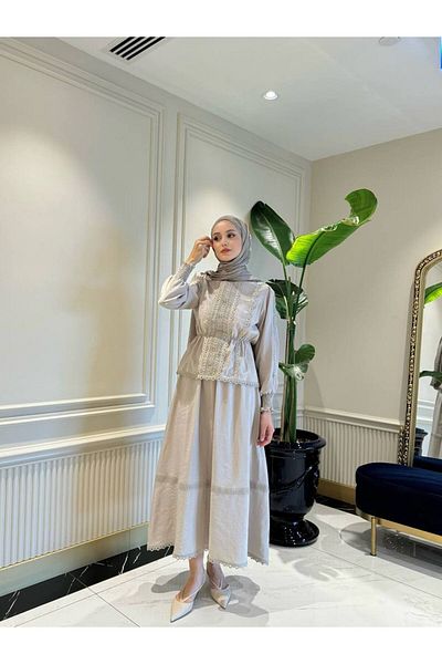 Aryen Double Suit with Laced Skirt