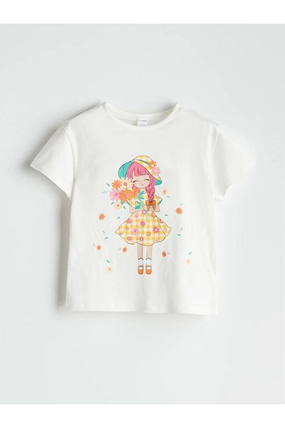 LC Waikiki Lcw Kids Ecru Combed Cotton Girls' T-Shirt and Leggings 2-Pack