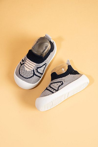 Mumenim Docol Kids Baby Flexible, Comfortable Orthopedic Sole Gray Black Daily First Step Shoes Sneaker