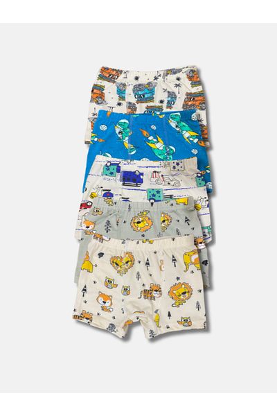 MADALİNA Boy's 95% Cotton Boxer 5 τεμαχίων με σχέδιο λιονταριού