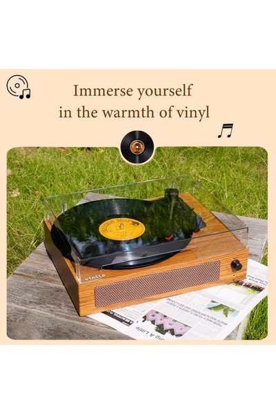 CROW'S TECH Ginny Nostalji Plak Çalar Bluetooth Bağlantılı Aux Girişli Plak Çalar Nostalji Retro
