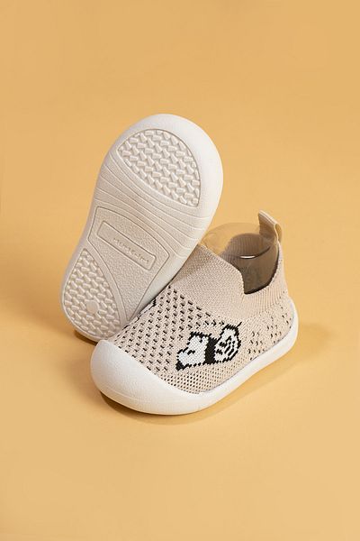 Mumenim Jowhar Unisex Kids & Baby Flexible, Lightweight Soft Non-Slip Orthopedic Sole Beige First Step and Sports Shoes