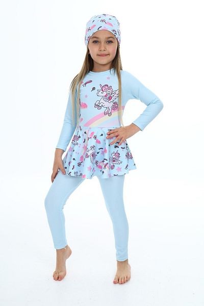 MODANINO Girl's Swimsuit Set with Long Sleeves and Skirt Bottom 3-12 Years 12243