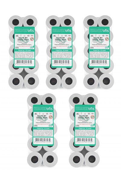 E&D OFİS UMUR 56x16 Yazar Kasa Pos Rulosu ( 5 PAKET - 50 Adet )