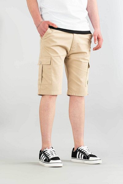 bombe Ανδρικό σορτς μπεζ Gabardine Bermuda Canvas Lycra Cargo Pocket