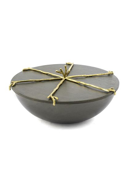 Mikasa Moor Gold Gray Bowl with Branch Lid 27X12Cm