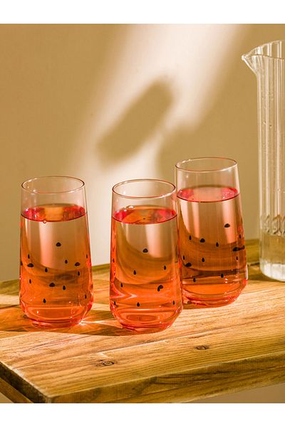 LC Waikiki Lcw Home Mixed Printed Glass Cups Set of 3 470 ml from Colorful Store