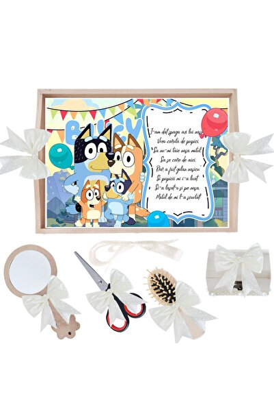 Recostore Set tavita taiere mot/turta, tip Bingo Si Blue, ivoire, 6 piese, 35...